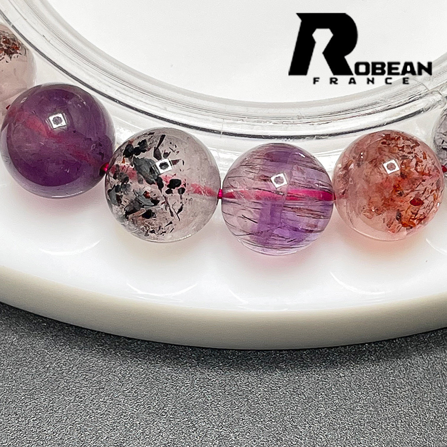 逸品 EU製 定価11万円★ROBEAN・スーパーセブン★パワーストーン ブレスレット 天然石 原石 お守り プレゼント 9.3-10.0mm 1001G701_画像6