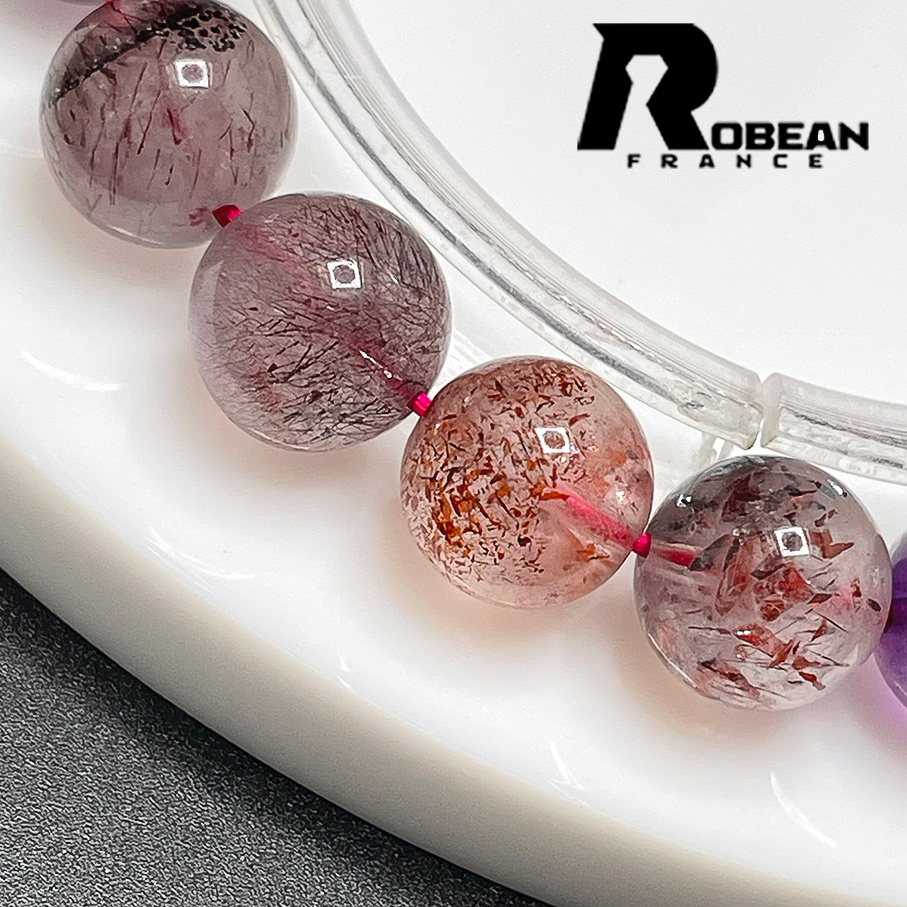 逸品 EU製 定価11万円★ROBEAN・スーパーセブン★パワーストーン ブレスレット 天然石 原石 お守り プレゼント 9.3-10.0mm 1001G701_画像4