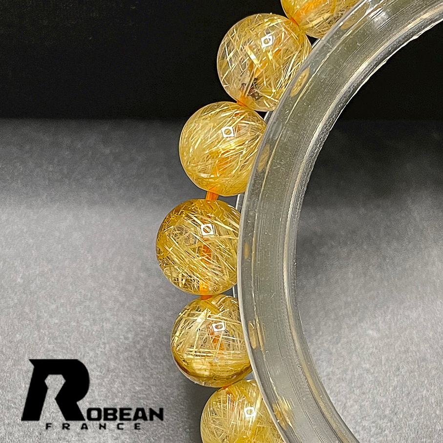 逸品 EU製 定価5万円★ROBEAN・タイチンルチル★黄金針水晶 金運 幸運 ゴールド ブレスレット パワーストーン 綺麗 7.6-8.2mm 1001G692_画像4