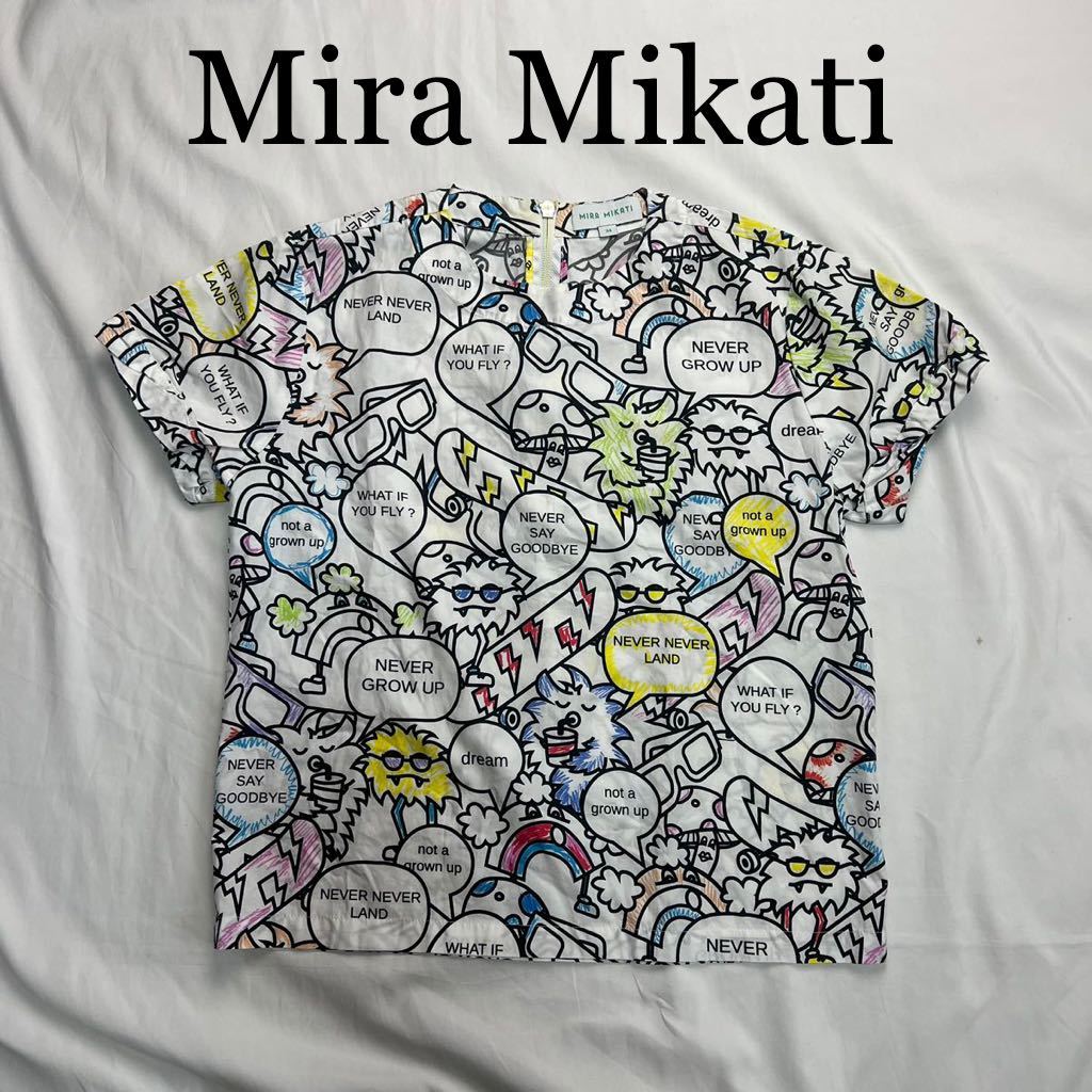 Mira Mikati ミラミカティ カットソー 半袖 シャツ 白色 34サイズ 総柄