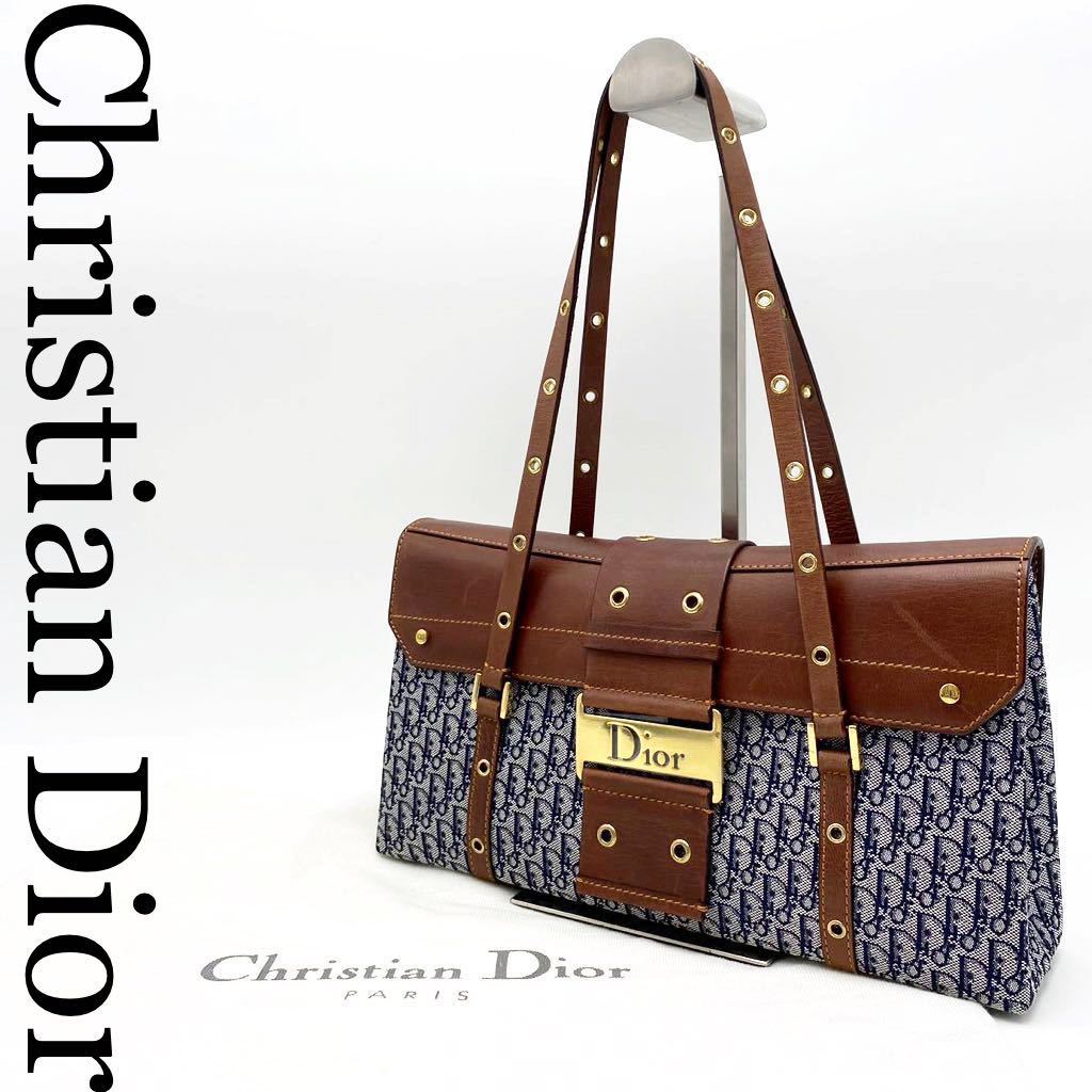 【美品】Christian Dior クリスチャンディオール トロッター ストリートシック ハンドバッグ 肩掛け キャンバス レザー 希少 保存袋付き