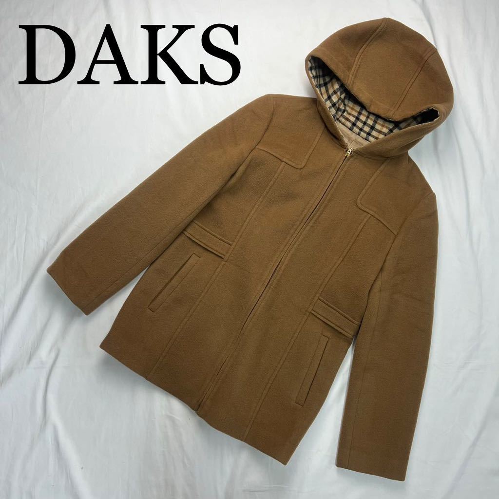 DAKS ダックス ジップコート ブラウン チェック 9ARサイズ フード