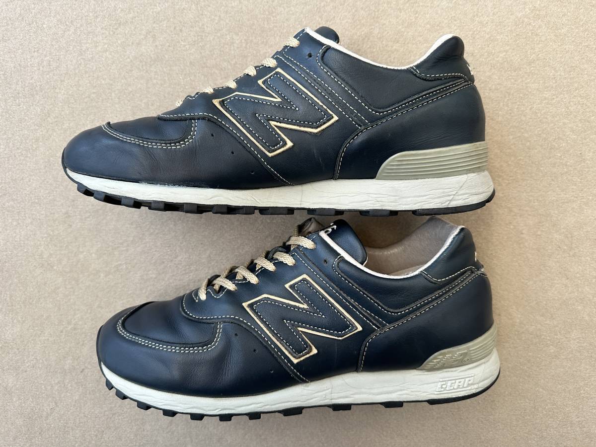 廃番 オールレザー New Balance LM576SHI UK製 US8.5 26.5cm 限定 M576 NB 天然皮革 ネイビー 紺 イギリス製 Made In England スニーカー_画像5