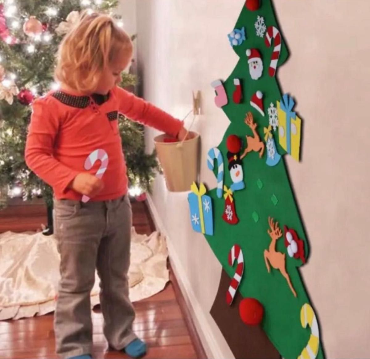 クリスマス タペストリー ツリー 子ども 飾り 壁掛け フェルト DIY 
