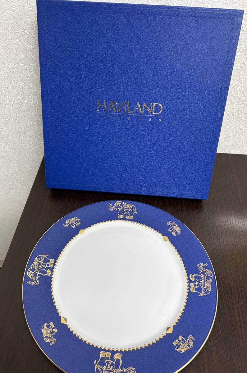 Haviland アビランド クリヨン CRILLON 象 プレート 大皿 皿 LIMOGES フランス 青_画像1