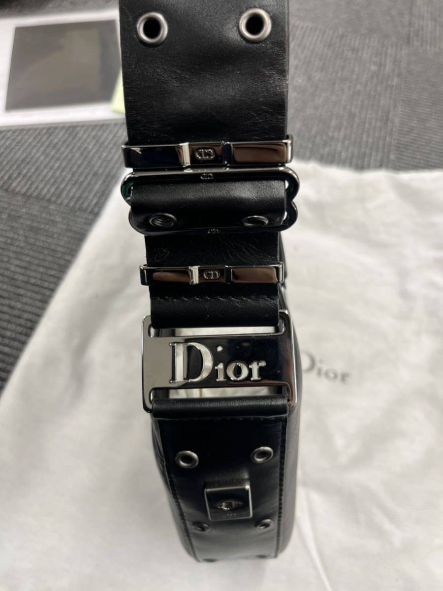 & ディオール Dior ストリートシック セミショルダー シルバー金具 ブラック レザー ショルダーバッグ _画像4