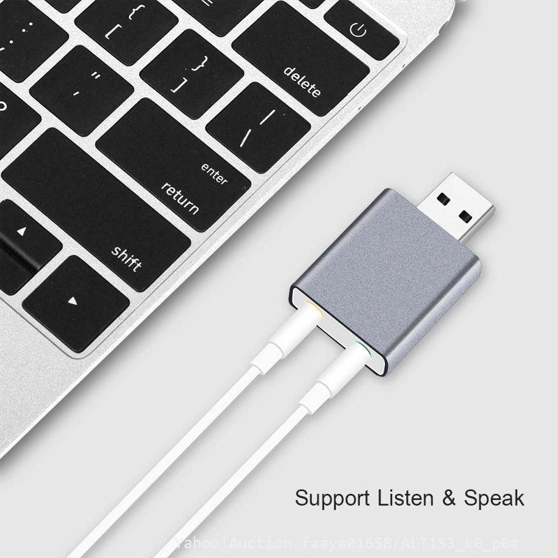 追跡あり USB サウンドカード スピーカー出力 & マイク入力 音声 サウンド ポケット ポータブル 小型 ノート パソコン (p0_画像1