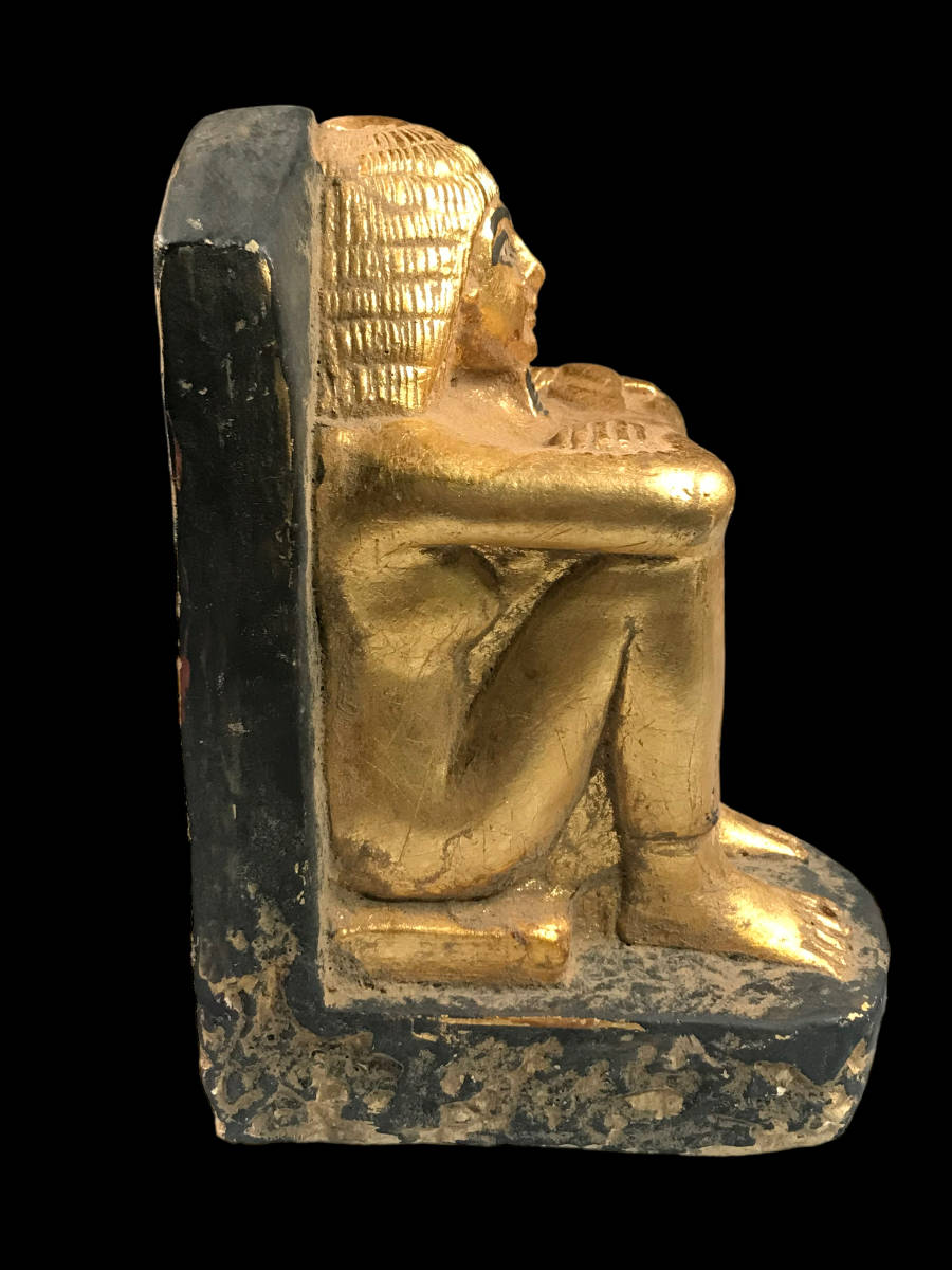 【100%本物保証】紀元前300年頃 古代エジプト 神官座像 ファラオ 石像 出土品 ヒエログリフ ウシャブティ 坐像 魔除け護符 石器 ガンダーラ_画像4