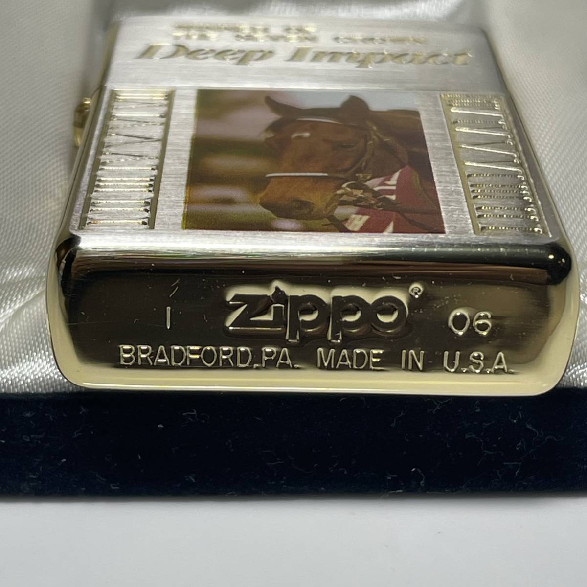 #7560 Zippo 未使用 Deep Impact ディープインパクト 七冠達成記念 オイルライター G1 喫煙具 ジッポ 現状品_画像4