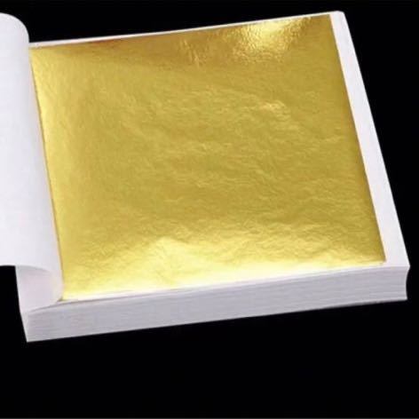 純金箔 100枚 24K 24金 光沢のある金箔 ゴールド Gold 装飾用9cm Gold Leaf 非磁性 _画像1