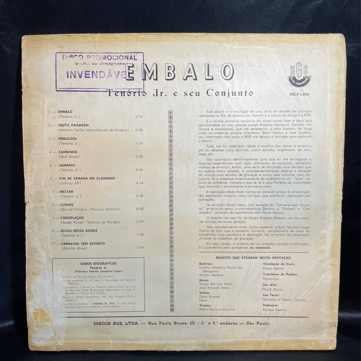 【プロモ】TENORIO JR EMBALO BRAZIL ORIG mono レコード MONO Embalo Tenorio Jr. オリジナル_画像2