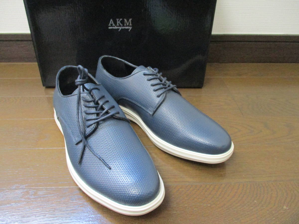 ☆AKM Contemporary/☆エイケイエム コンテンポラリー☆未使用 エンボスレザーレースアップスニーカーサイズ：25 cm おしゃれ _画像1