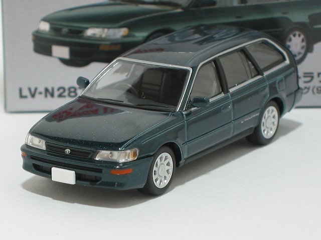 トヨタ カローラワゴン Lツーリング（緑）96年式 LV-N287b【トミーテック社1/64ミニカー】【トミカの時】_画像1