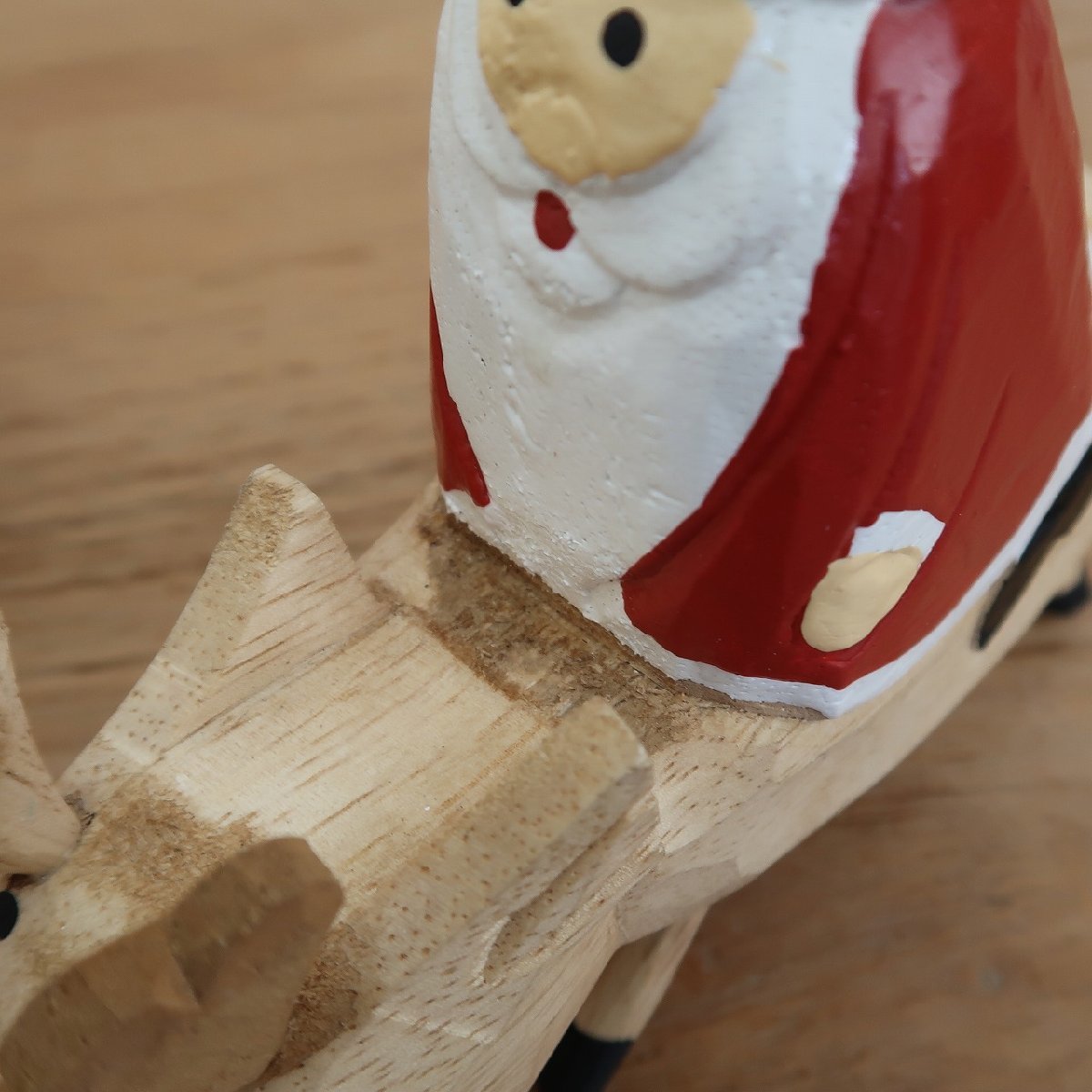 トナカイ乗りサンタの木彫り 15cm クリスマスグッズ デコレーション X'mas Christmas オーナメント 置物 700101_画像8