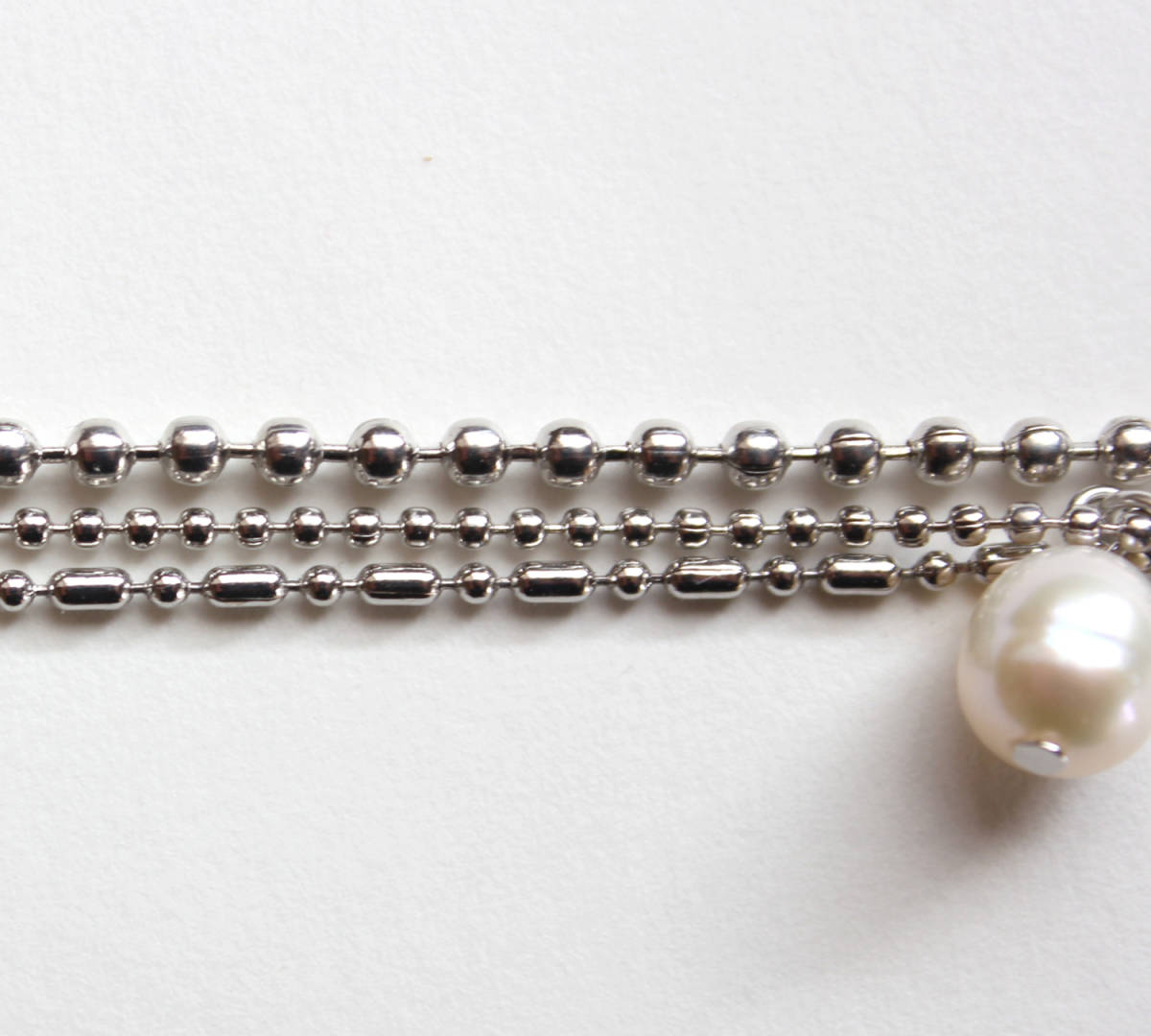 ●羽織紐 ball chain+pearl●Silver_画像5