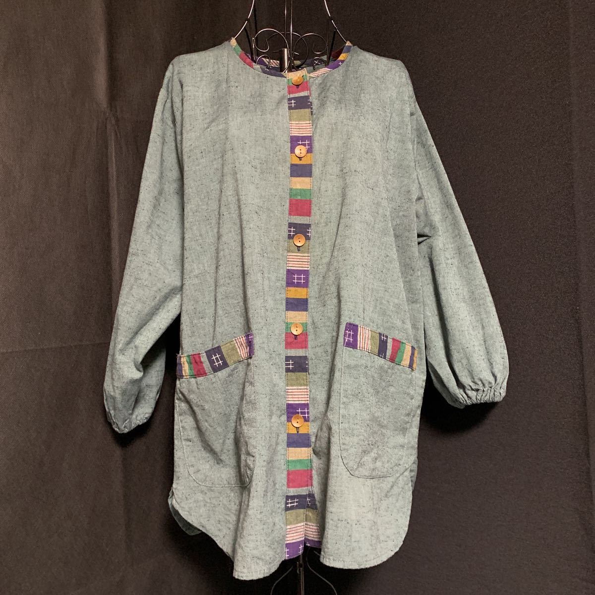 * Kurume Special production shirt outer garment hanten Indigo . cloth ... remake material hand made old cloth type dyeing . handmade patchwork ka abrasion . abrasion (8349)