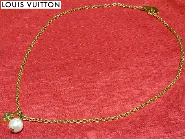 Louis Vuitton ルイヴィトン フラワーチャーミー パール ネックレス M75444 ゴールド ペンダント アクセサリー