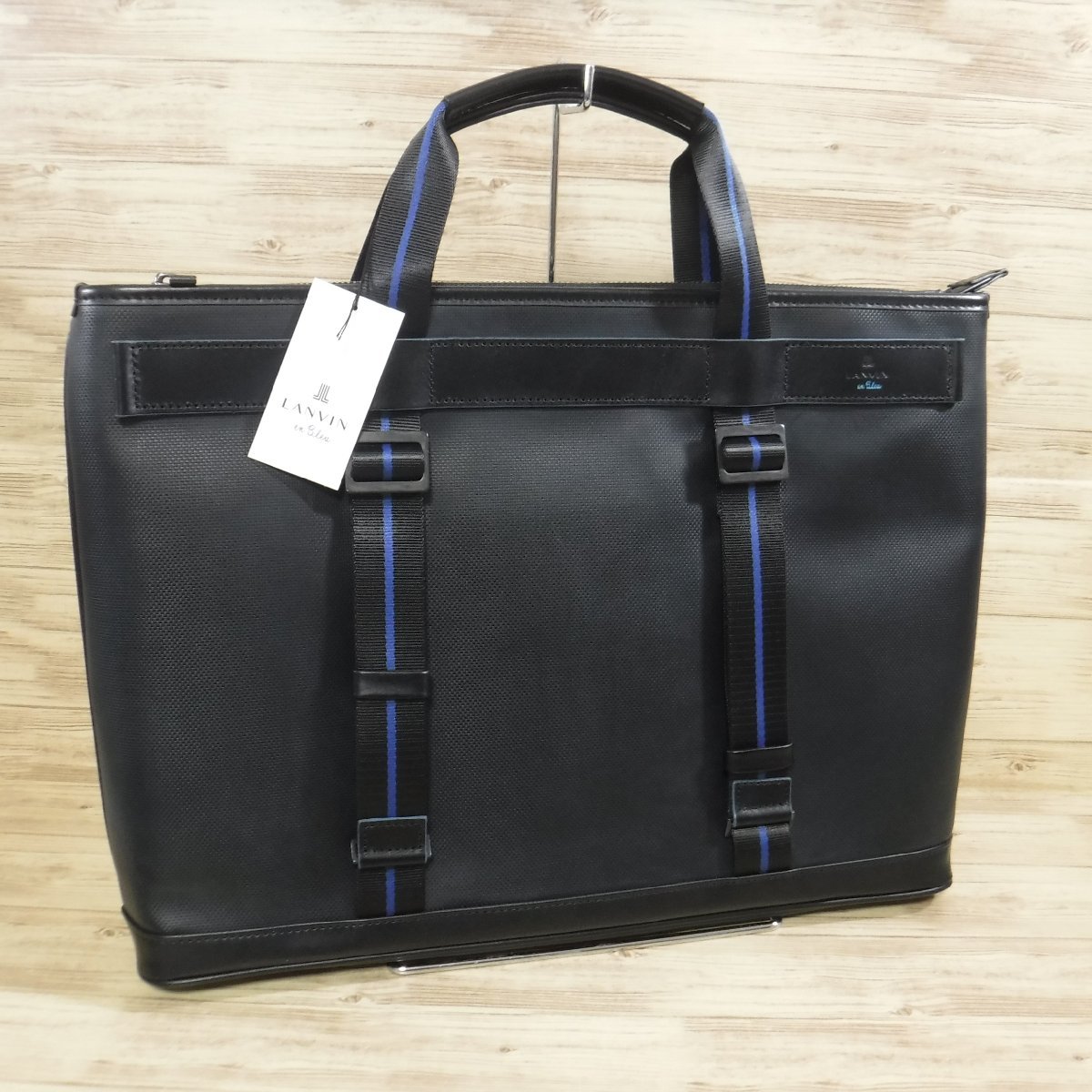 BB386 ランバンオンブルー 定価24200円 黒 ビジネストートバッグ 持ち手調節 新品 B4サイズ LANVIN en Bleu 552702_画像1