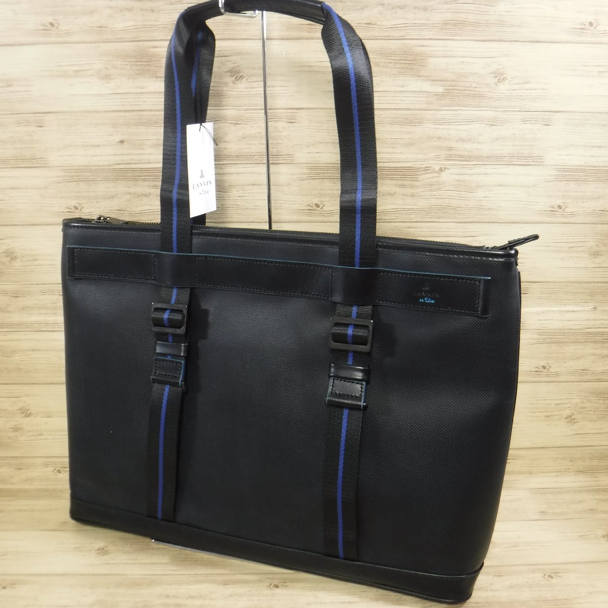 BB386 ランバンオンブルー 定価24200円 黒 ビジネストートバッグ 持ち手調節 新品 B4サイズ LANVIN en Bleu 552702_画像2