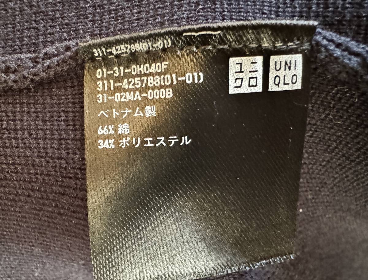 UNIQLO ユニクロ ストレッチ ミラノリブ ジャケット S 濃紺 ニット カーディガン_画像3