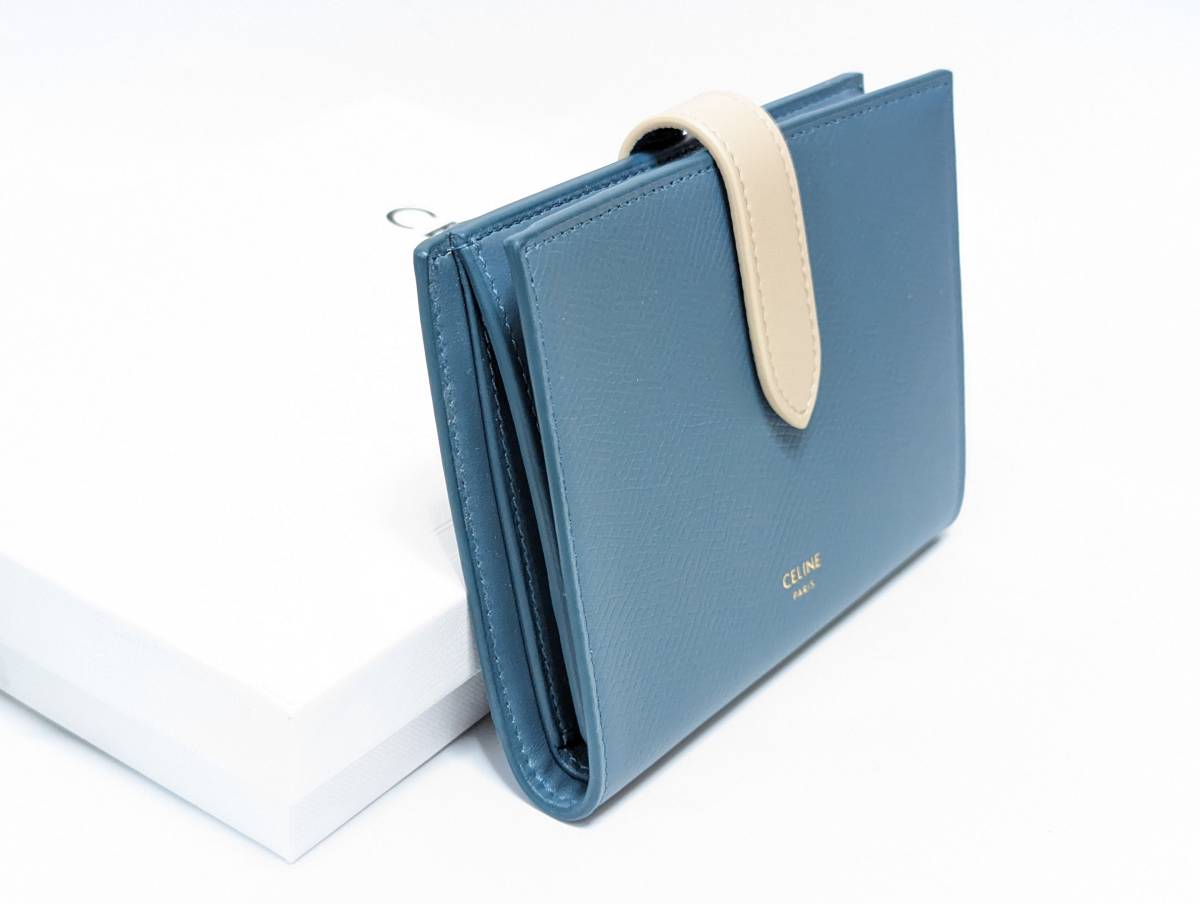 新品 CELINE セリーヌ ミディアムストラップウォレット ミニウォレット 2つ折り財布 コインケース カードケース 小銭入れ 10B643BRU_画像2