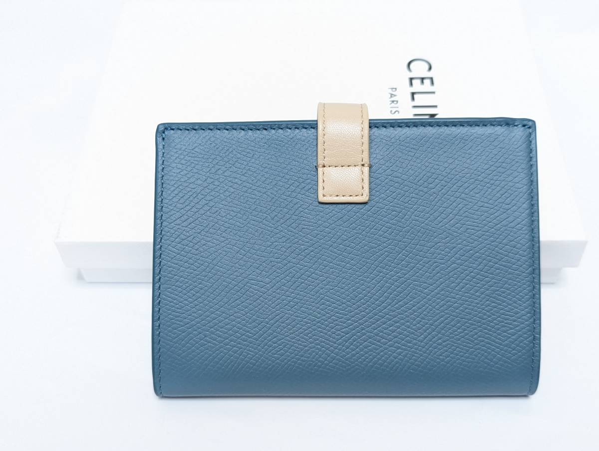 新品 CELINE セリーヌ ミディアムストラップウォレット ミニウォレット 2つ折り財布 コインケース カードケース 小銭入れ 10B643BRU_画像3