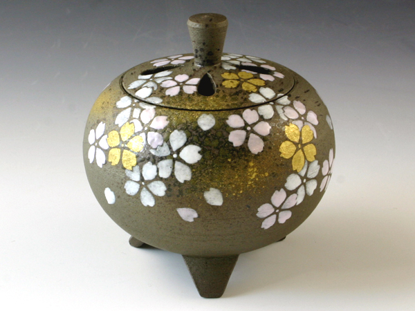 京焼・清水焼　香炉　雅桜(みやびさくら)　花月　YYM113　陶器