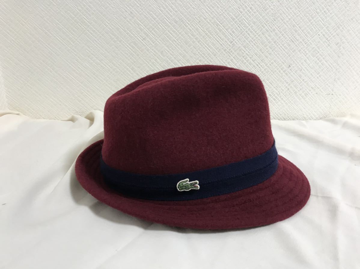  genuine article Lacoste LACOSTE wool hat hat prevention men's lady's American Casual Work military business suit red wine red 58cm made in Japan 