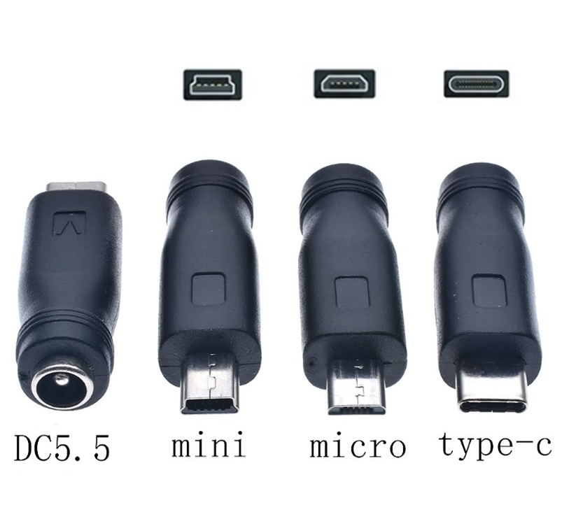 3種セット DC-USB Type-C Mini Micro DC ー USB 変換 アダプター プラグ ジャック コネクター_画像1