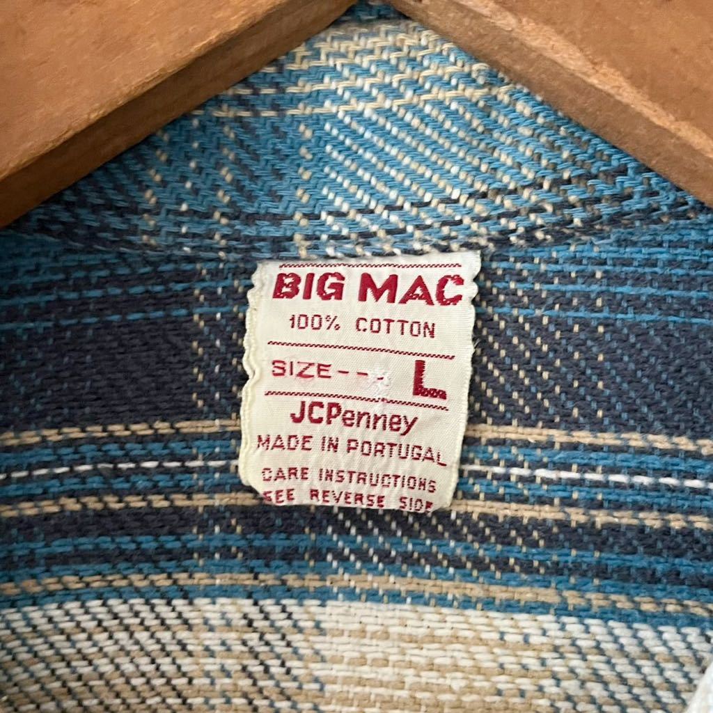 70s BIG MAC 単色タグ ぼかし チェック ネルシャツ L ブルー ビンテージ 70年代 BIGMAC ビッグマック JC PENNEY オリジナル ヴィンテージ_画像4