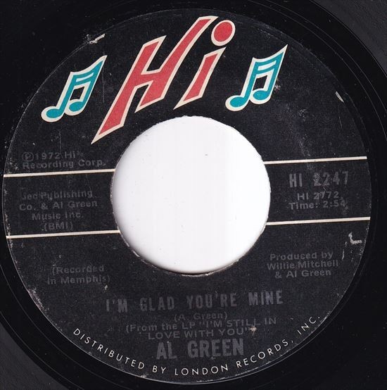 Al Green - Here I Am (Come And Take Me) / I'm Glad Your Mine (A) I007_7インチ大量入荷しました。