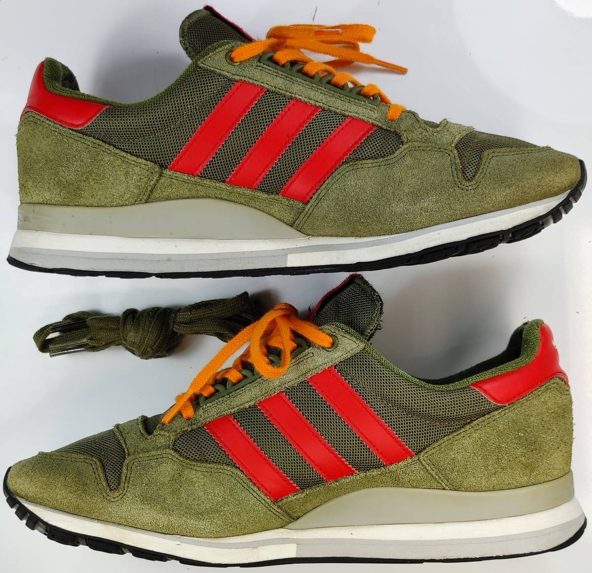 【USED/本革天然皮革/復刻版/替紐付き/正規店購入】adidas　ORIGINALS　ZX 500　OG　　　サイズ＝26.0ｃｍ　　カラー＝オリーブ×レッド系_画像7