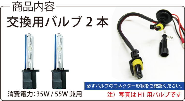 【2本セット】HID H1/H3/H7/H8/H11/HB3/HB4 バルブ　12V/24V 兼用 35W/55W兼用 HID バーナー_画像3