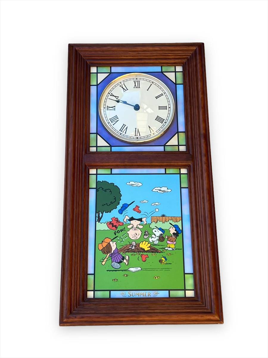 Danbury Mint Peanuts Gang Stained Glass Wall Clock/ダンバリーミント 壁掛け時計/スヌーピー/178405516_画像1