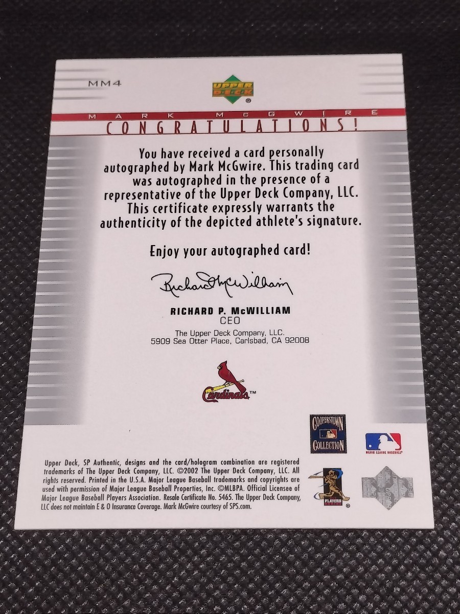 2002 UD SP AUTHENTIC 2/4 MARK McGWIRE マーク・マグワイア 4枚 レア美品_画像3