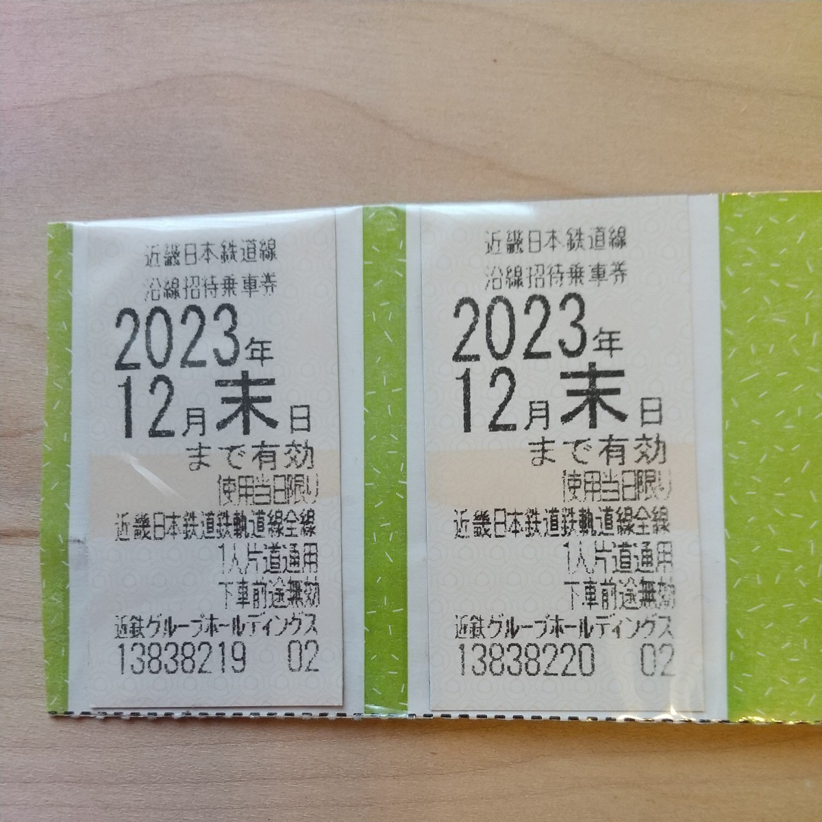 近鉄株主優待乗車券 2枚(有効期限 2023年12月末日)_画像1