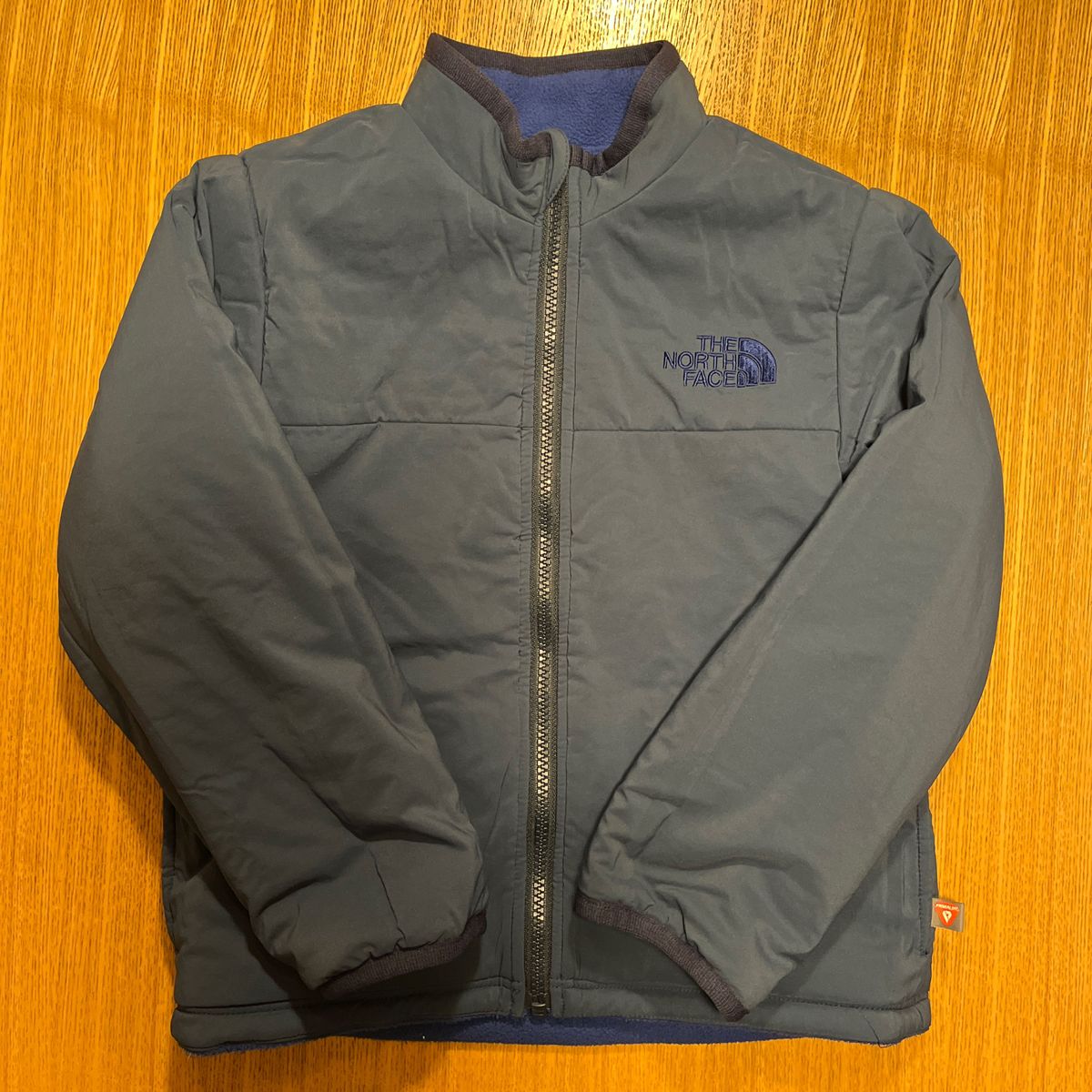 ノースフェイス フリースジャケット キッズ120cmブルーネイビージップインジップリバーシブル美品 THE NORTH FACE