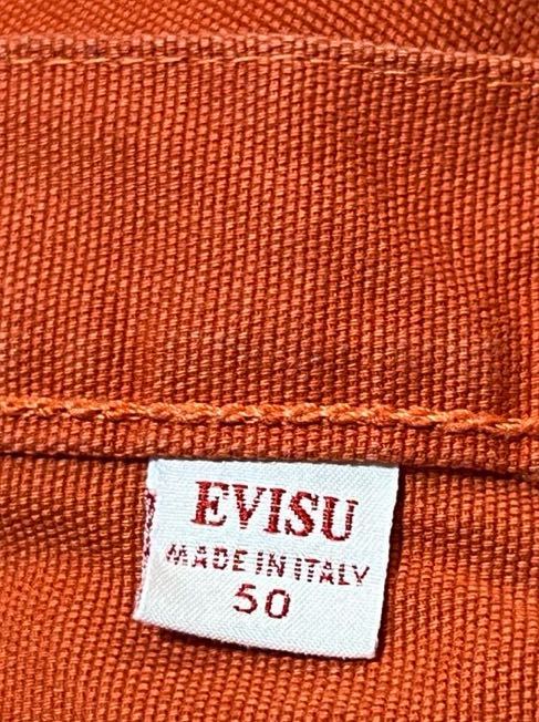【良品】正規品 イタリア製 EVISU ITALIA エヴィス 50/w33目安 オレンジ コットン ジップフライ ファイブポケット パンツ 縦割りシーム緑_画像7
