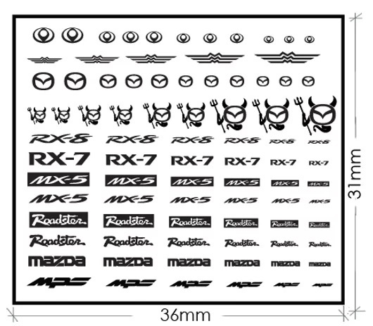 ◆◇ZoomOn Model【ZD028】1/24＆1/43 マツダ ロゴ メタルステッカー◇◆_画像1