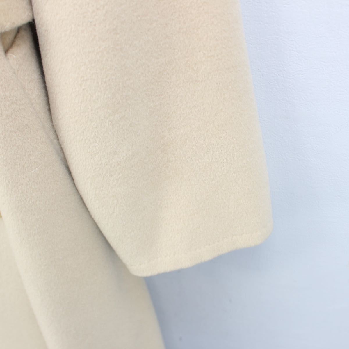 MAX MARA WHITE TAG CASHMERE BREND WOOL BELTED COAT MADE IN ITALY/マックスマーラ白タグカシミヤ混ウールベルテッドコート_画像7