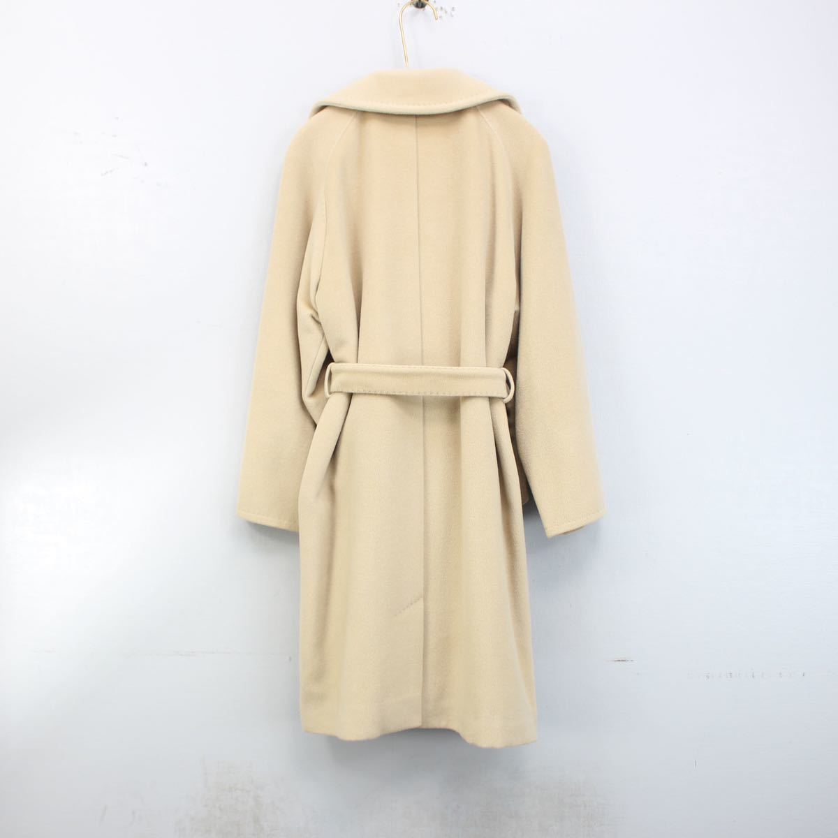 MAX MARA WHITE TAG CASHMERE BREND WOOL BELTED COAT MADE IN ITALY/マックスマーラ白タグカシミヤ混ウールベルテッドコート_画像5