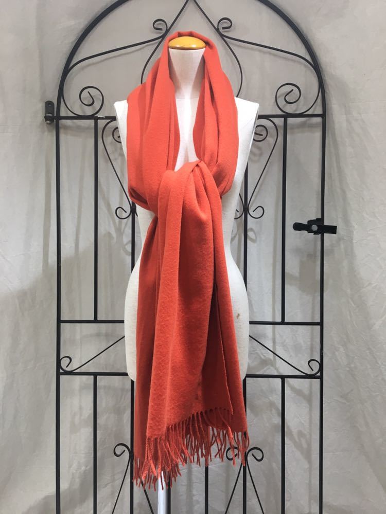 HERMES CASHMERE BREND LARGE SIZE SHAWL MADE IN SCOTLAND/エルメスカシミヤ混大判ショール(マフラー)_画像1