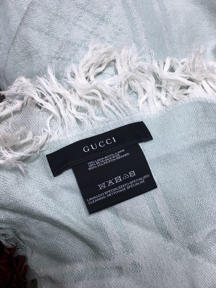 GUCCI GG CHECK PATTERNED FOX FUR LARGE SIZE SHAWL MADE IN ITALY/グッチGG柄フォックスファー大判ショール(ストール)_画像9