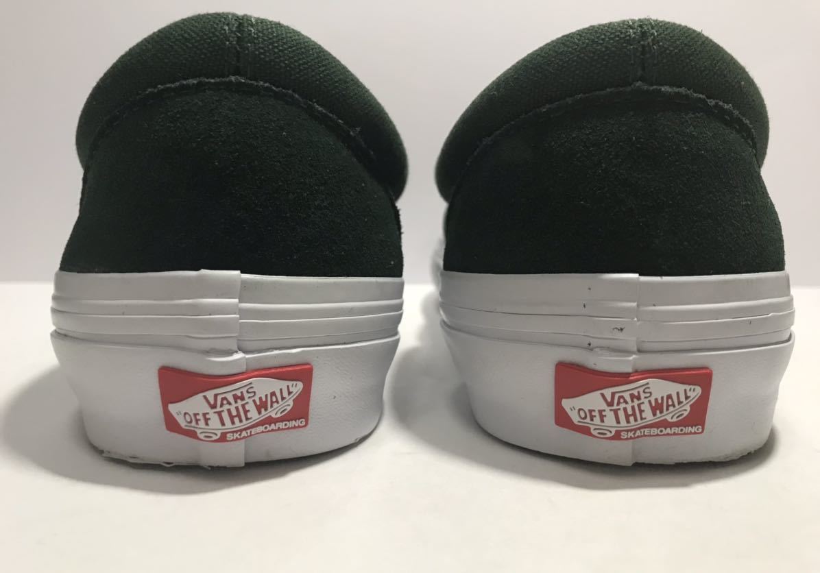 美品!! VANS バンズ SKATE SLIP-ON GREEN WHITE スケート スリッポン スエード グリーン x 白 27.5cm US 9.5_画像6