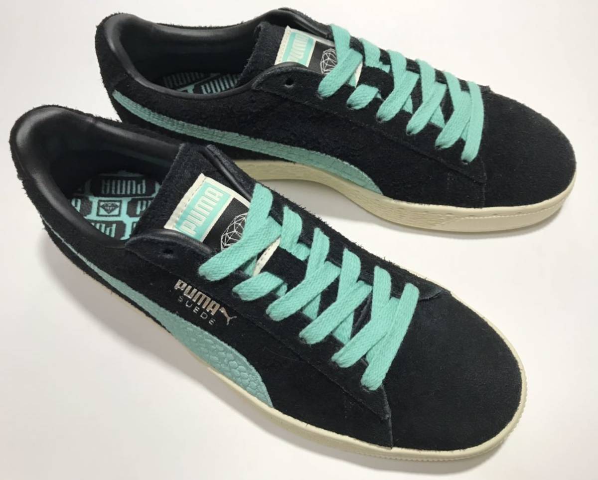 未使用!! デッド!! PUMA プーマ ダイヤモンドサプライ 別注 SUEDE DIAMOND BLACK BLUE スエード 黒 us 8.0 / 26.0cm_画像1