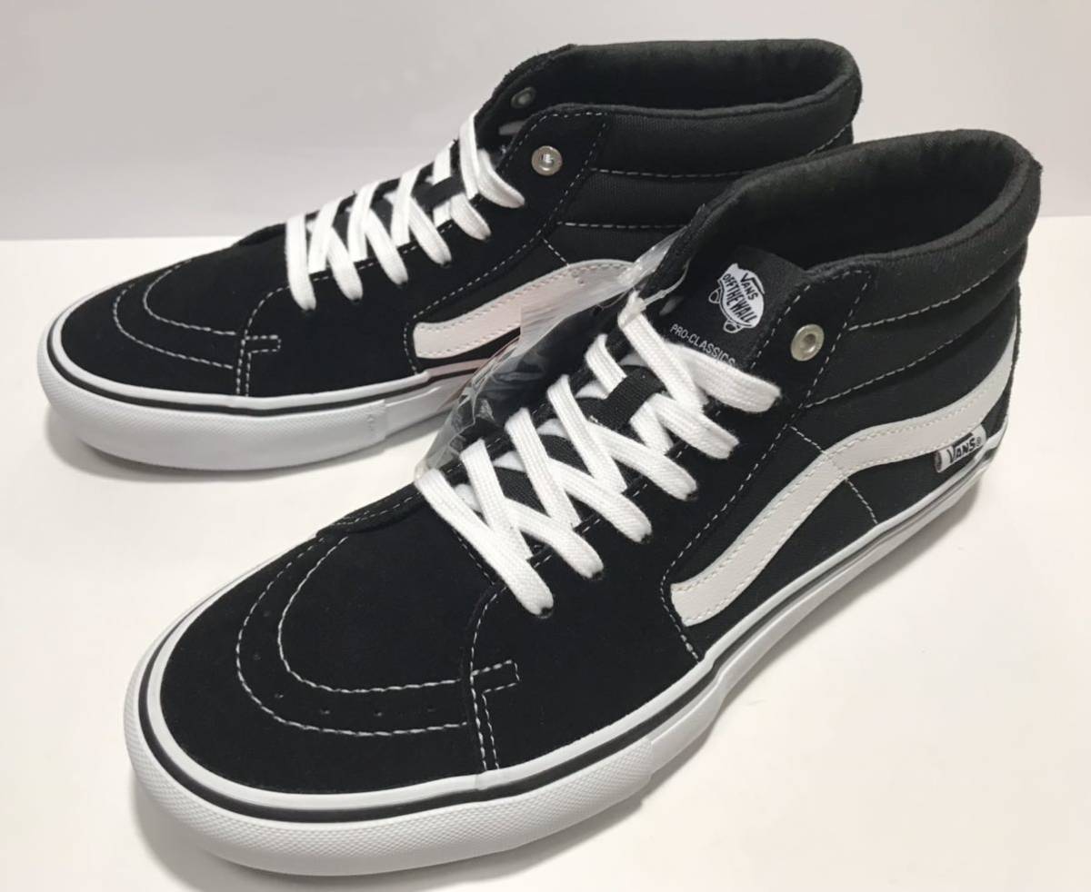 未使用!! デッド!! 名作 VANS バンズ SK8-MID PRO BLACK WHITE スケート ミッド プロ 黒 x 白 us 10 / 28cm タグ付き_画像2