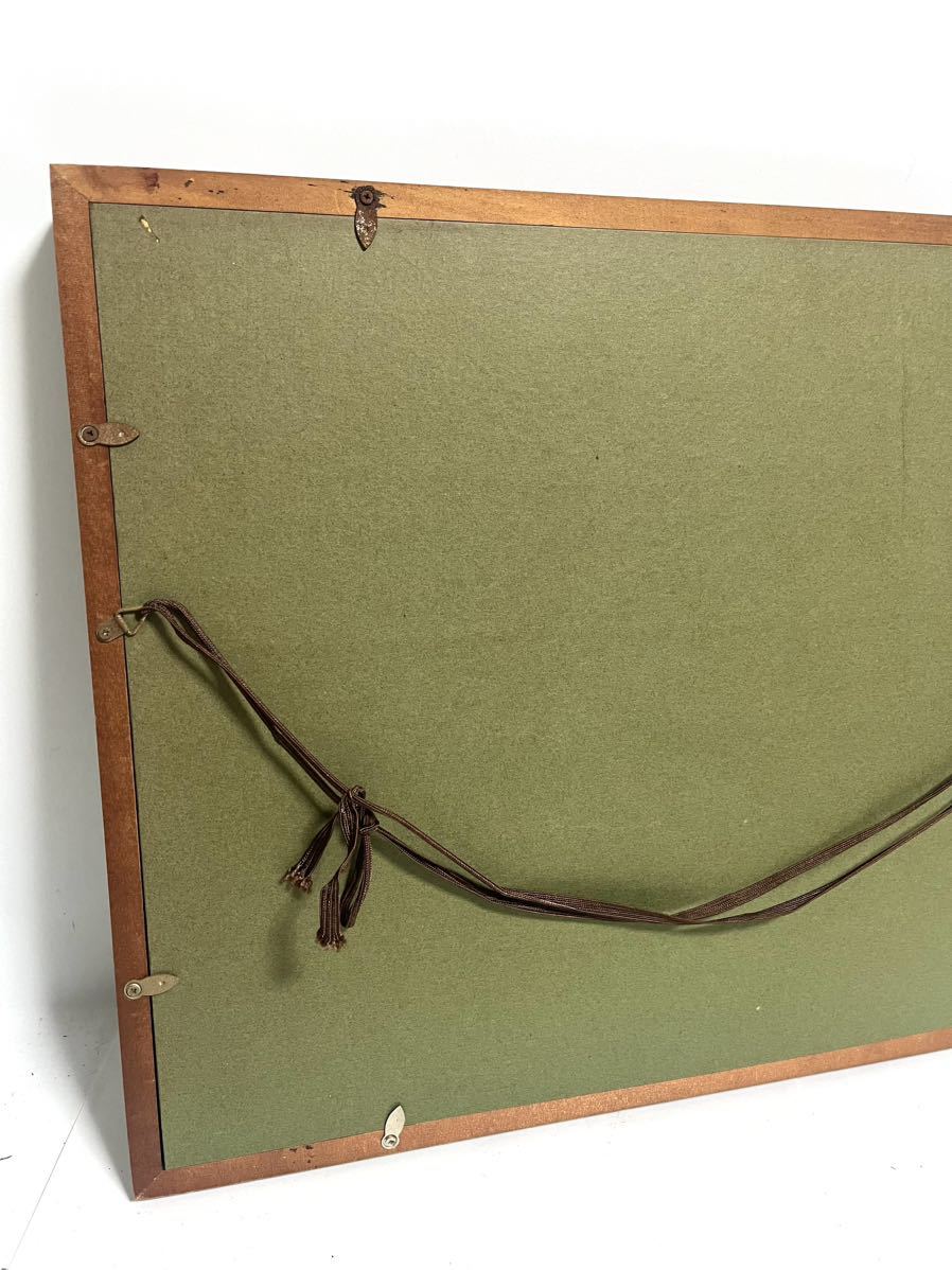 1円スタート】井上秀鳳作 彫金画 おしどり 木製額縁付き 金属 1円スタート】井上秀鳳作 彫金画 おしどり 木製額縁付き 金属