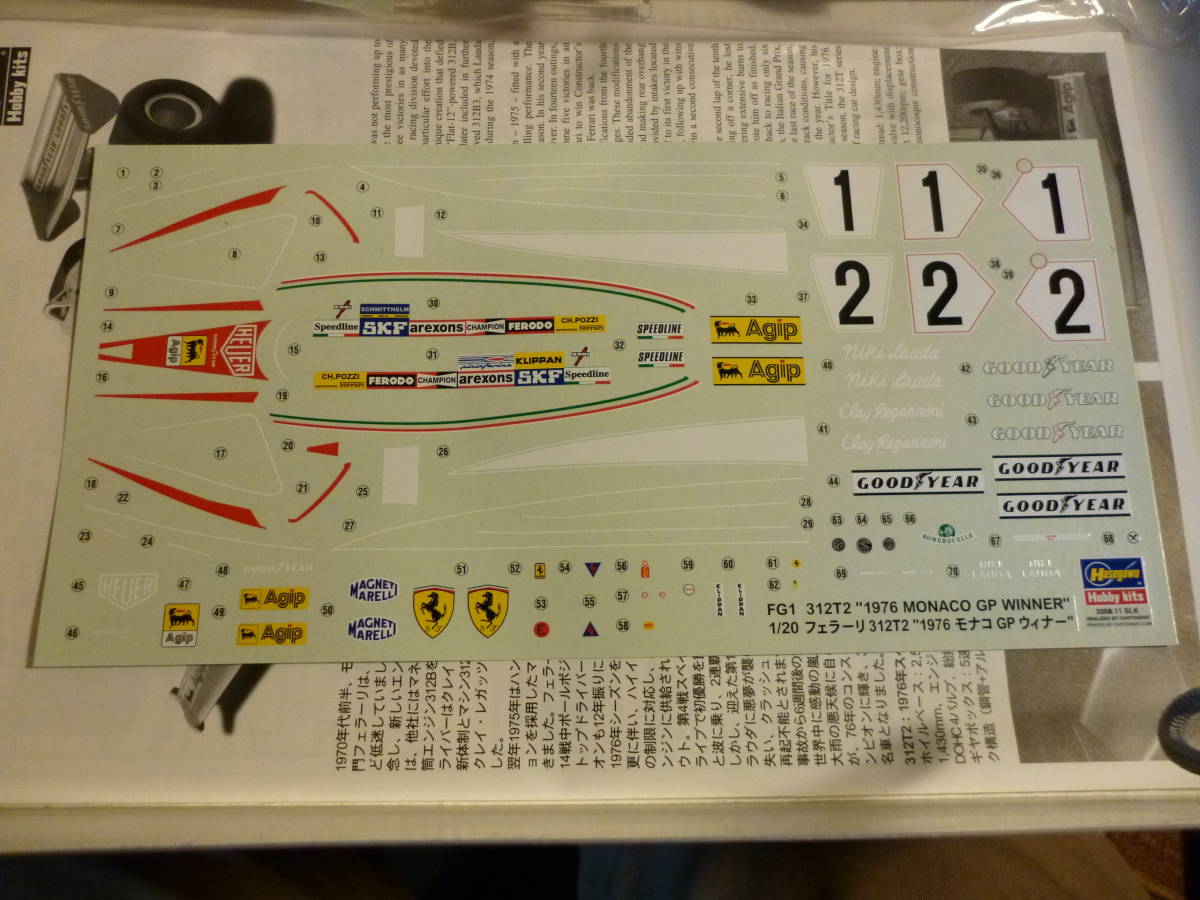 【絶版】未組立　ハセガワ　フェラーリ312T2　1976モナコGPウイナー　1/20　_画像7