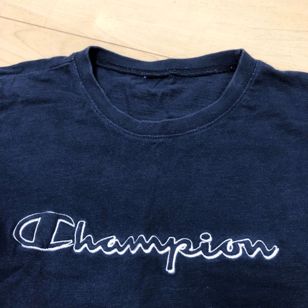 チャンピオン　champion 紺　ネイビー　Tシャツ　七分袖　キッズ　150  ロゴ　でかロゴ　トップス　ロンT