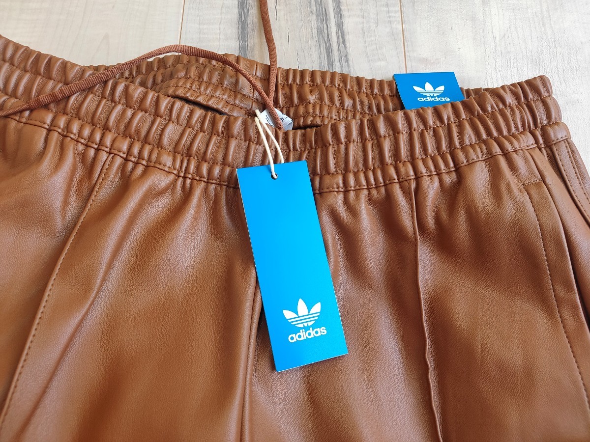 M 新品 adidas ADIBREAK PANTS アディダス アディブレイク パンツ レザー フェイクレザー ジャージ ジャージパンツ トラックパンツ 茶_画像8